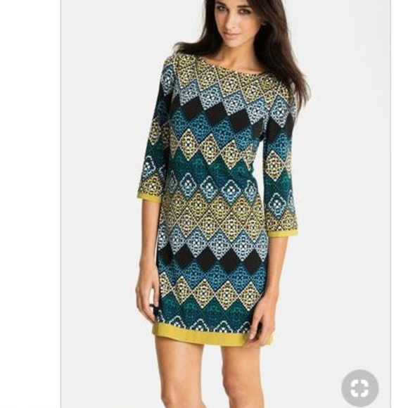 Eliza J Dresses & Skirts - Eliza J 4 Diamond Zipper Shift Jersey Blue Dress